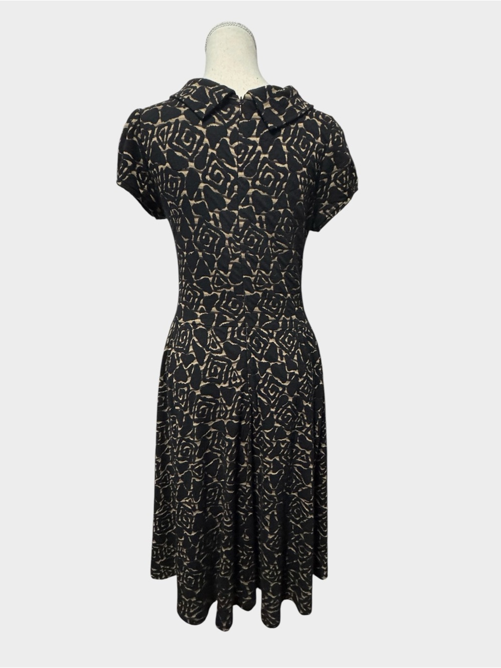 APPLE & PEAR STUDIOS Women's Cowlneck Abstract A-Line Midi Dress - Black, Small - Picture 6 of 10